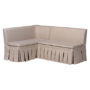 Baxton Studio Meyer 2-Piece Fabric Upholstered Dining Nook Bench Set - Corner Kitchen Banquette Seating with Skirted Base, L-Shaped Breakfast Nook for Small Spaces, Beige
